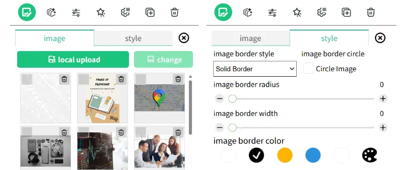 Chang the Content and Style of Image Element Panel