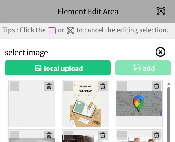 Adding Image Element Panel